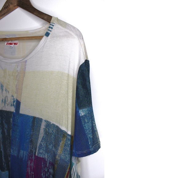 Biya by Johnny Was Multicolored Short Sleeve Long Oversized Boho Top Small - Picture 3 of 9